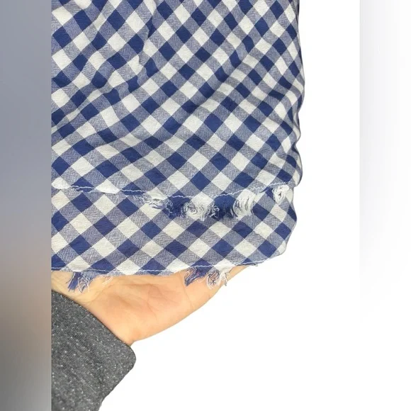 AEO women’s Blue Gingham Hi-Neck Swing Tank plaid white blue sz M preloved - Picture 7 of 11